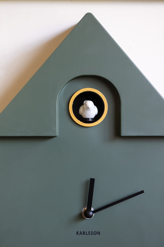 Horloge murale moderne à coucou vert kaki