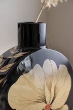Black & Cream Floral Vase