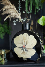 Black & Cream Floral Vase