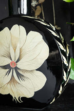Black & Cream Floral Vase