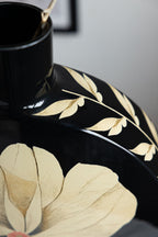 Black & Cream Floral Vase