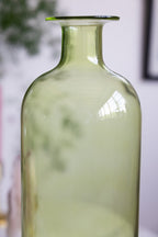 Grande bouteille d'apothicaire verte et rose