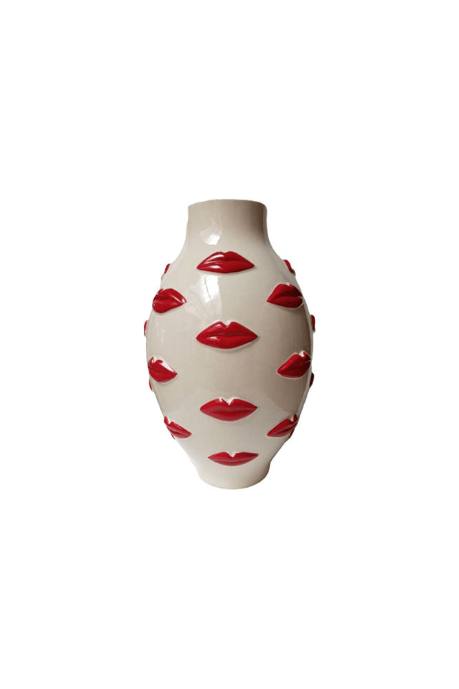 Large Red Kiss Me Lips Flower Vase