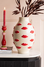 Large Red Kiss Me Lips Flower Vase