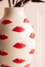 Large Red Kiss Me Lips Flower Vase