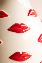 Large Red Kiss Me Lips Flower Vase