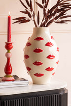 Large Red Kiss Me Lips Flower Vase