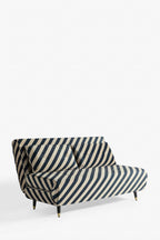 Mabel Large 2 Seater Sofa Bed in Studio Stripe Velvet Sand & Black