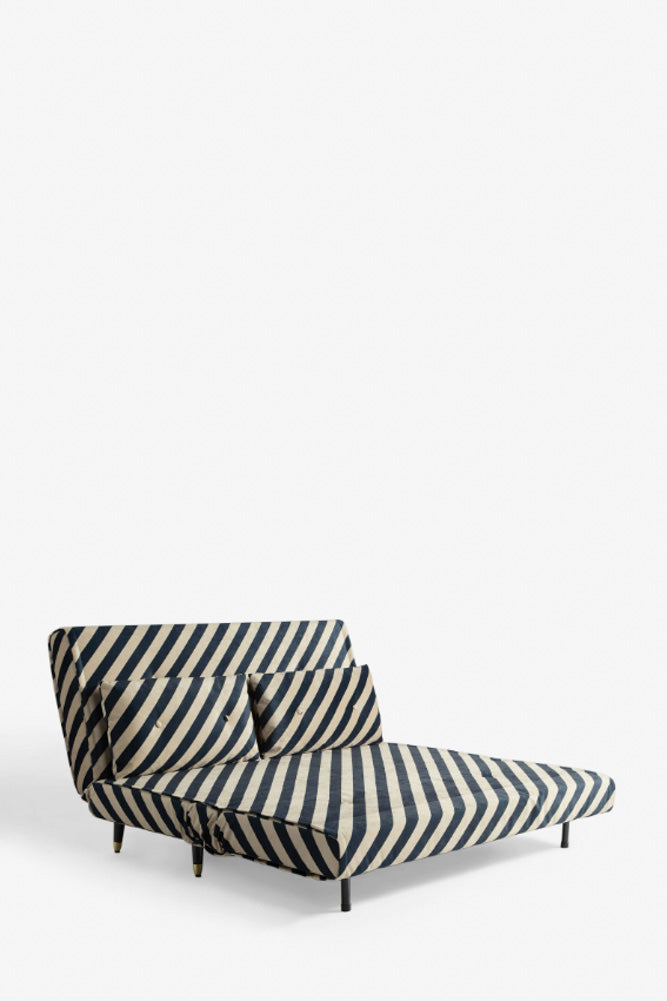 Mabel Large 2 Seater Sofa Bed in Studio Stripe Velvet Sand & Black