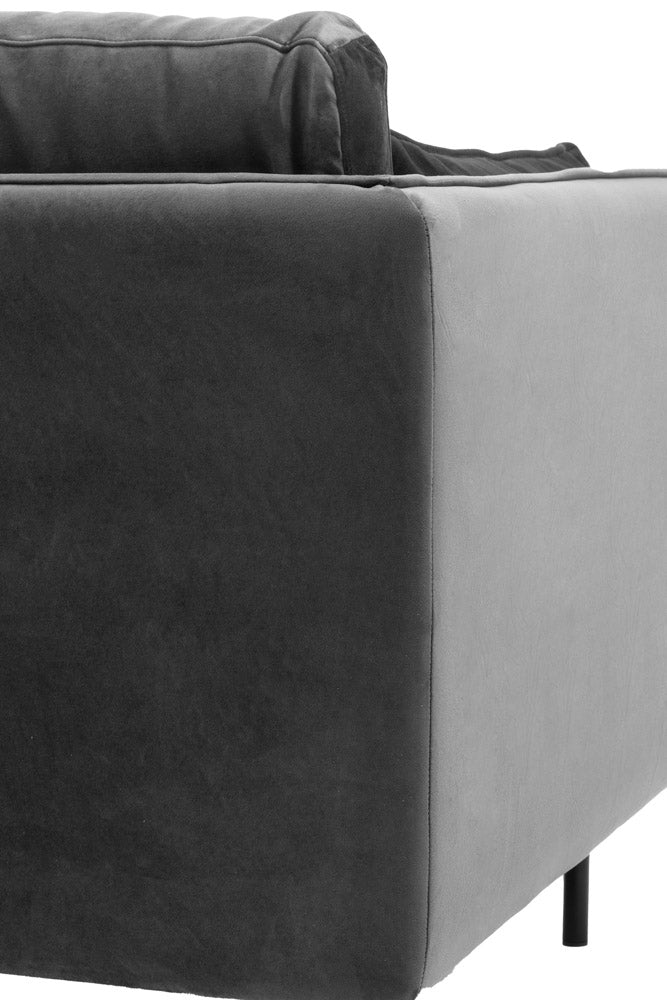 Modern Charcoal Grey Velvet 3-Seater Sofa