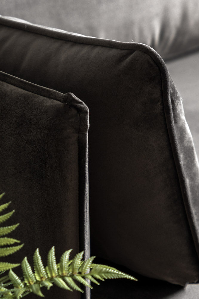 Modern Charcoal Grey Velvet 3-Seater Sofa