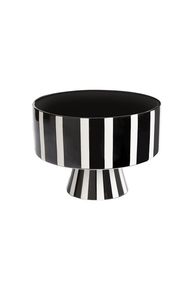 Black & White Striped Footed Bowl
