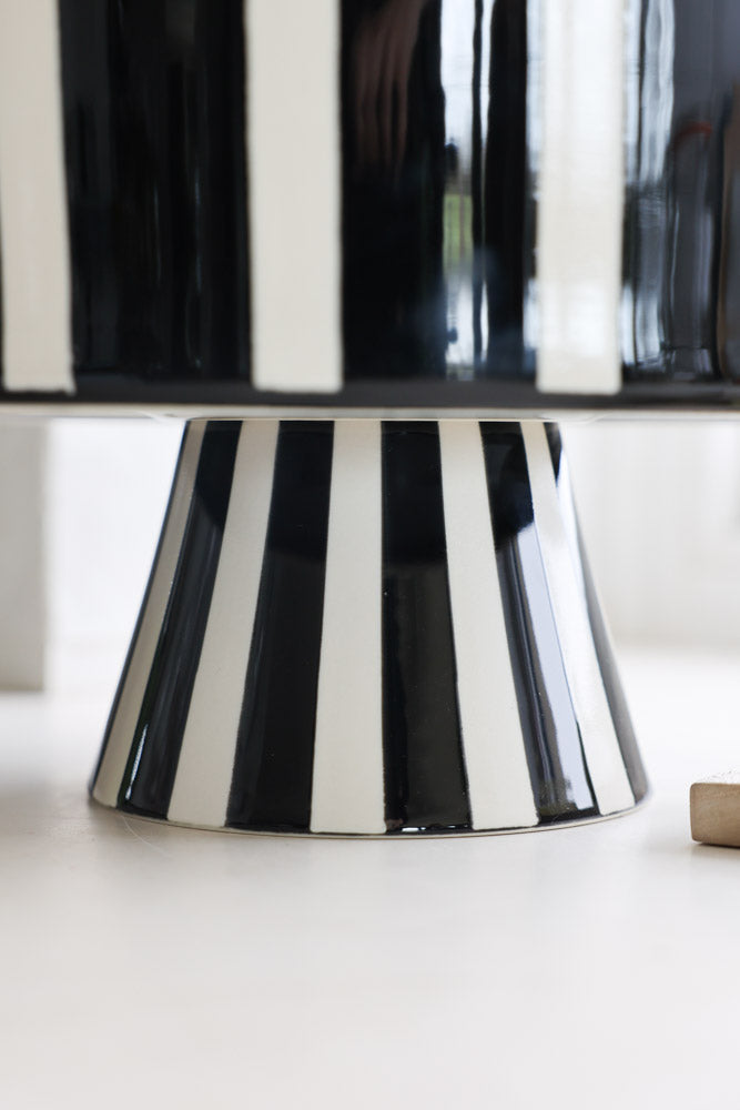Black & White Striped Footed Bowl