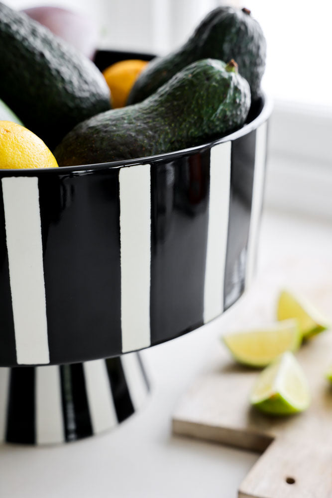Black & White Striped Footed Bowl