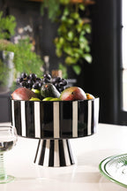 Black & White Striped Footed Bowl