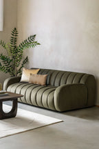 Moss Green Roll Back 3-Seater Sofa