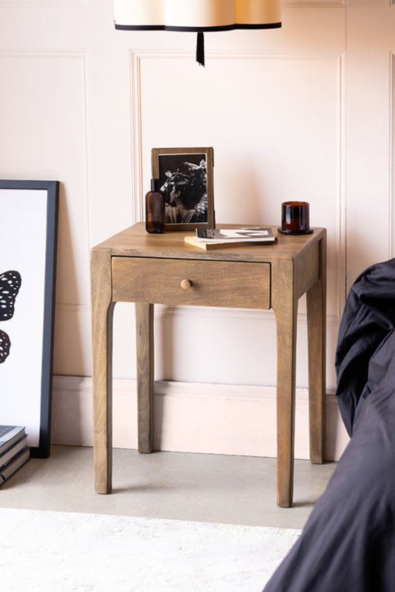 Natural Wooden Bedside Table