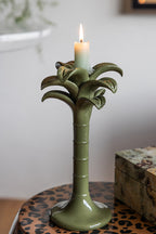 Bougeoir palmier vert olive