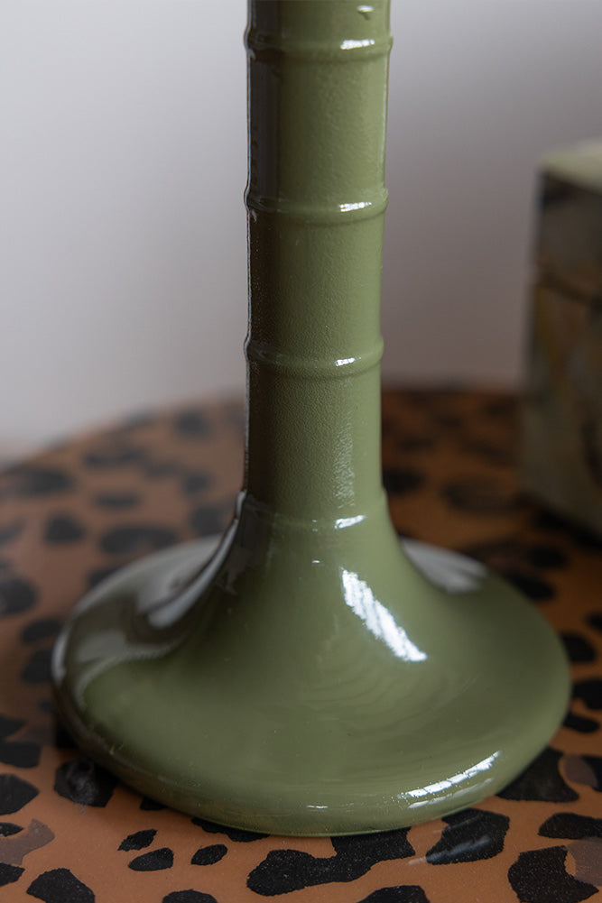 Bougeoir palmier vert olive