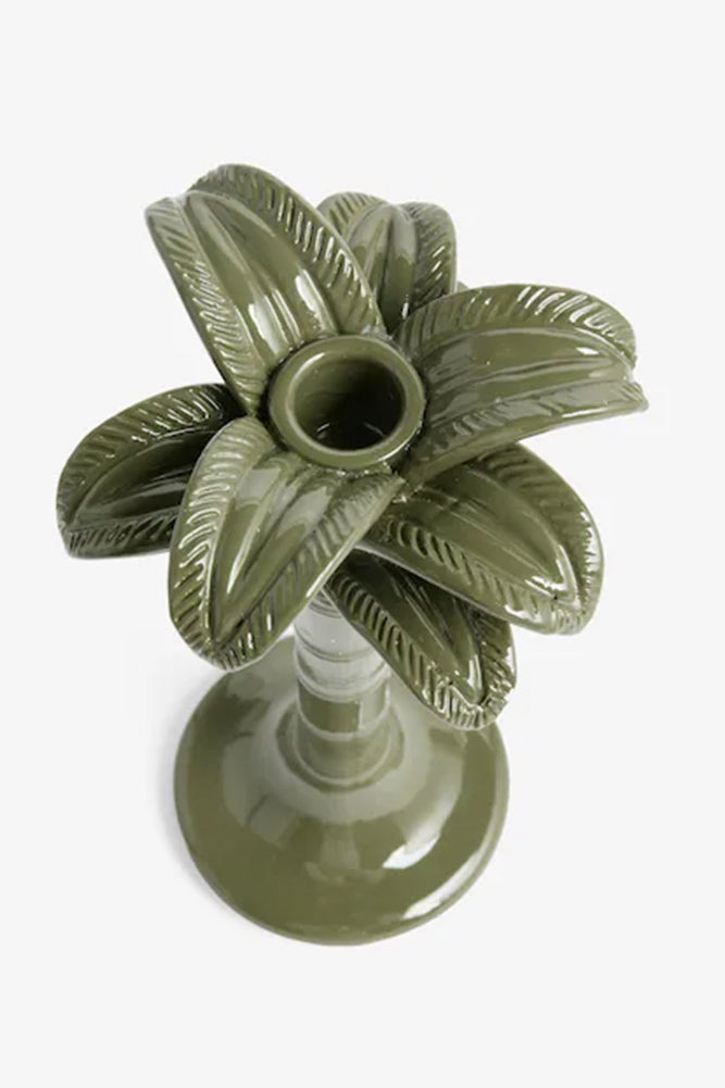 Bougeoir palmier vert olive