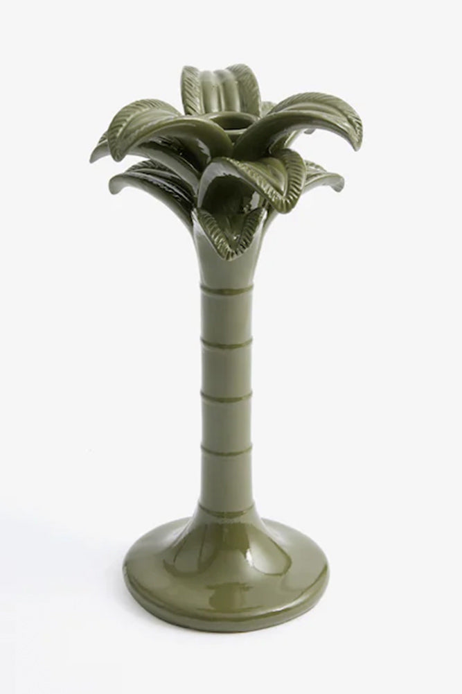 Bougeoir palmier vert olive