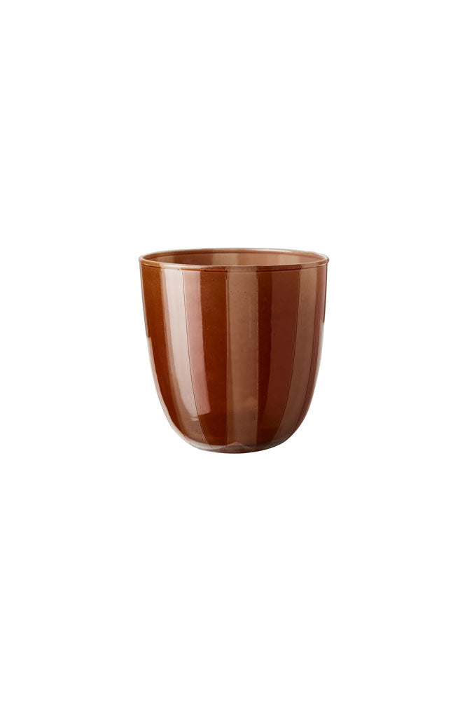 Orange & Pink Tones Striped Tealight Holder - Short