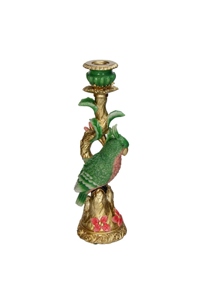 Bougeoir perroquet orné doré et vert