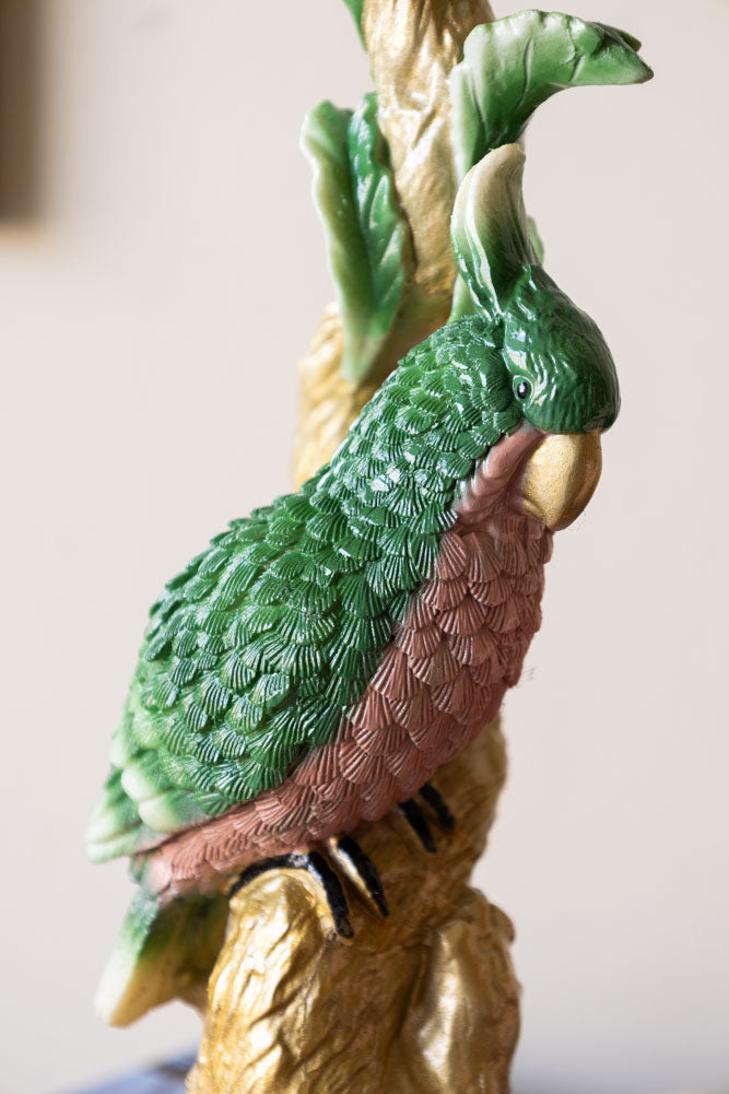 Bougeoir perroquet orné doré et vert