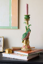 Bougeoir perroquet orné doré et vert