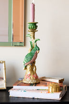 Bougeoir perroquet orné doré et vert