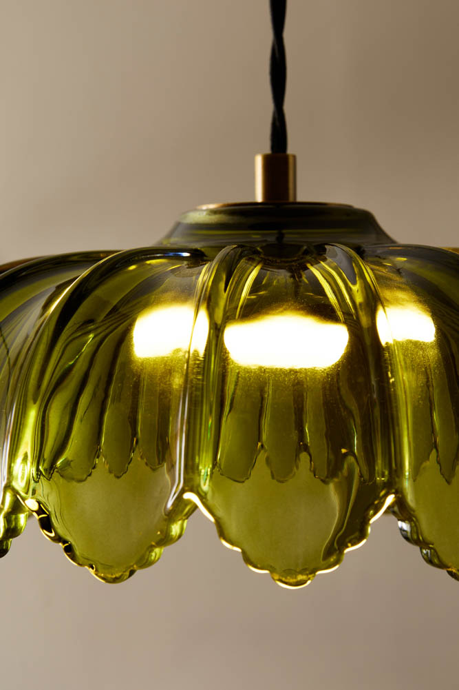 Gold & Green Pendant Desert Island Palm Light