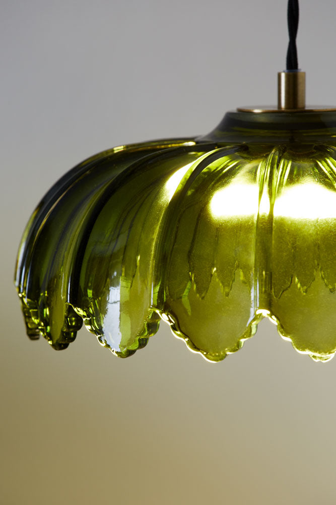 Gold & Green Pendant Desert Island Palm Light