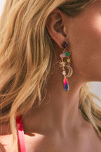 Pink Beaded & Boho Charm Earrings