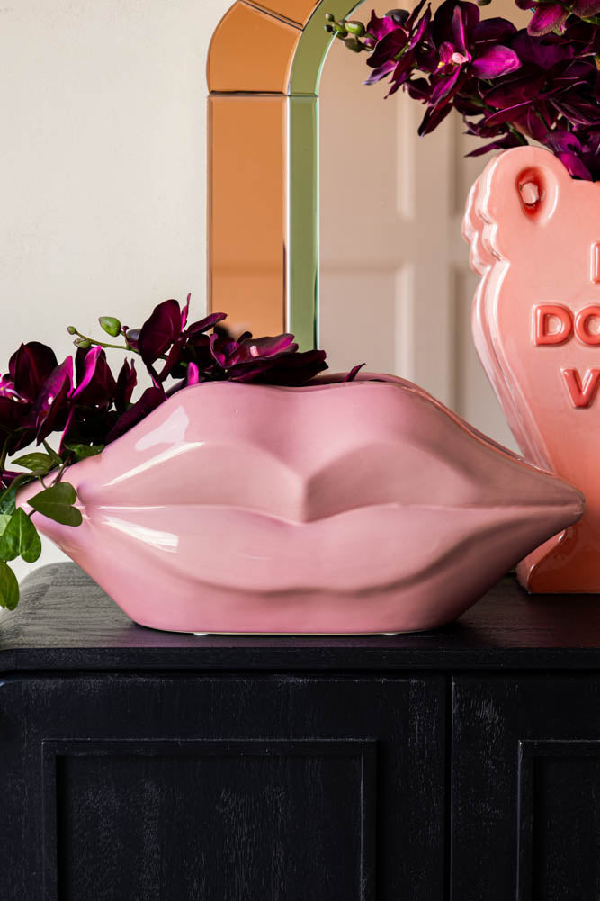 Jardinière d'intérieur à lèvres roses