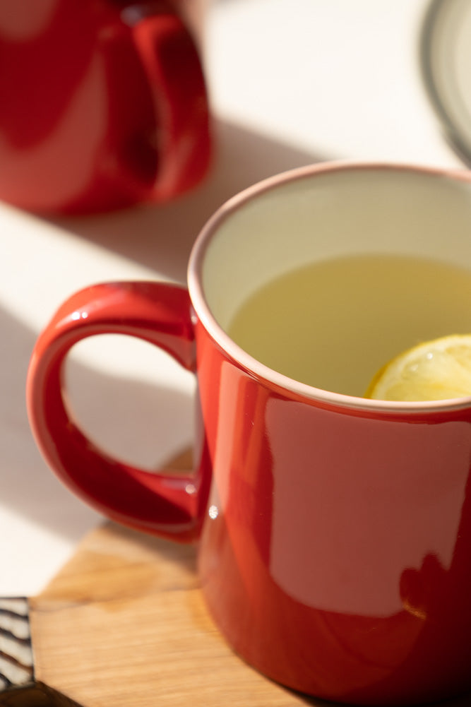 Mug en grès rouge et rose - DISCONTINUÉ