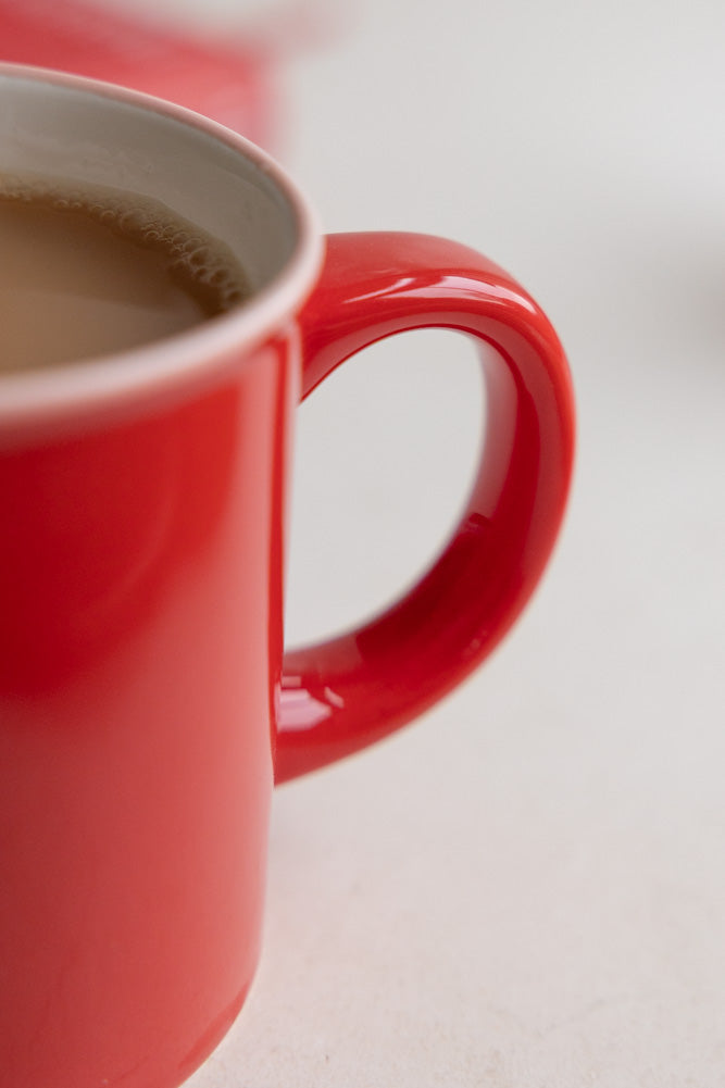 Mug en grès rouge et rose - DISCONTINUÉ