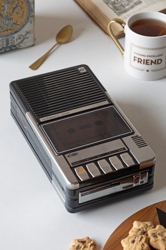 Retro Cassette Recorder Storage Tin