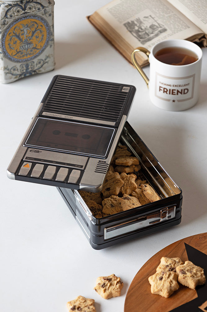Retro Cassette Recorder Storage Tin