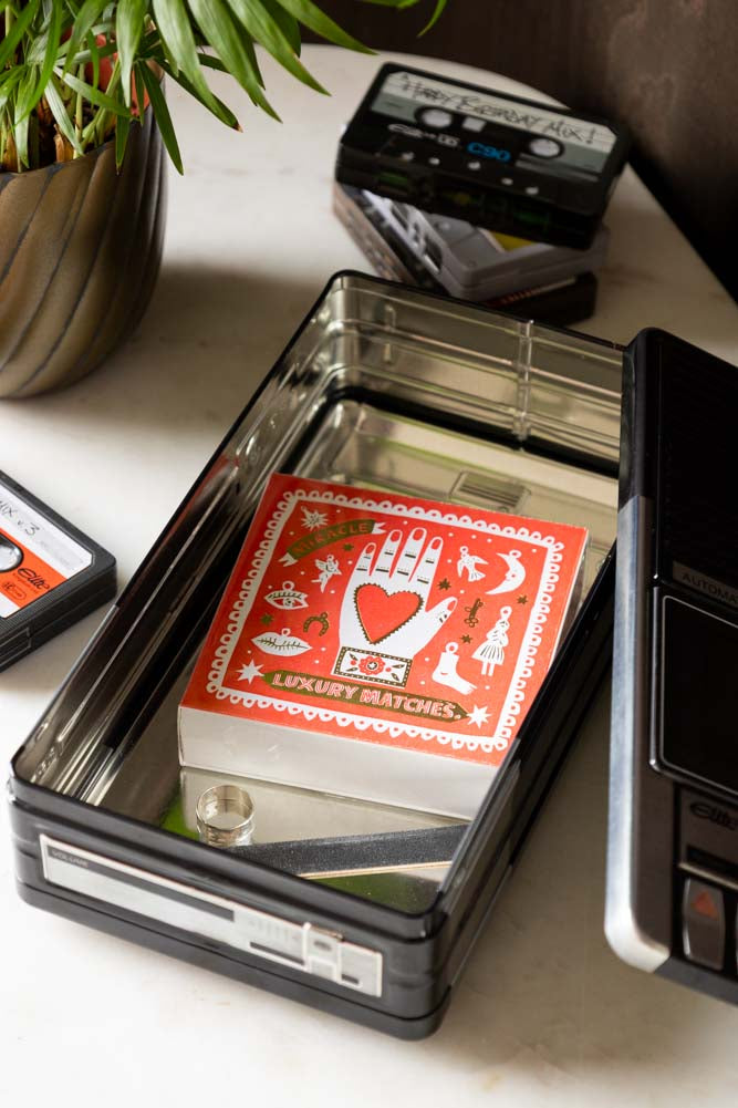 Retro Cassette Recorder Storage Tin