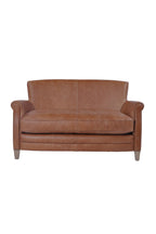 Vintage-Style Dark Brown Leather 2-Seater Sofa