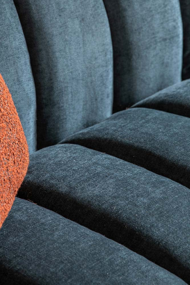 Beautiful Blue Roll Back 3-Seater Sofa