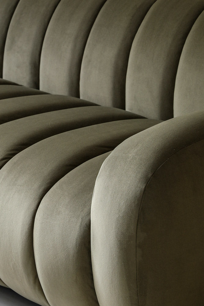 Moss Green Roll Back 3-Seater Sofa