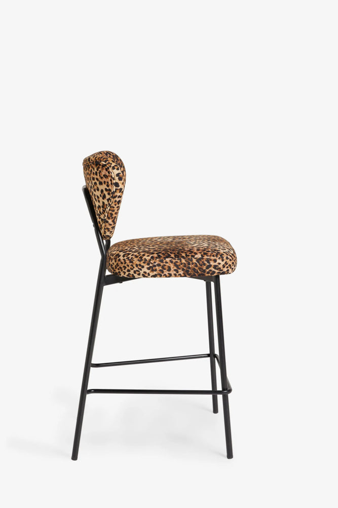 Lot de 2 tabourets de bar en velours imprimé léopard
