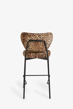 Lot de 2 tabourets de bar en velours imprimé léopard