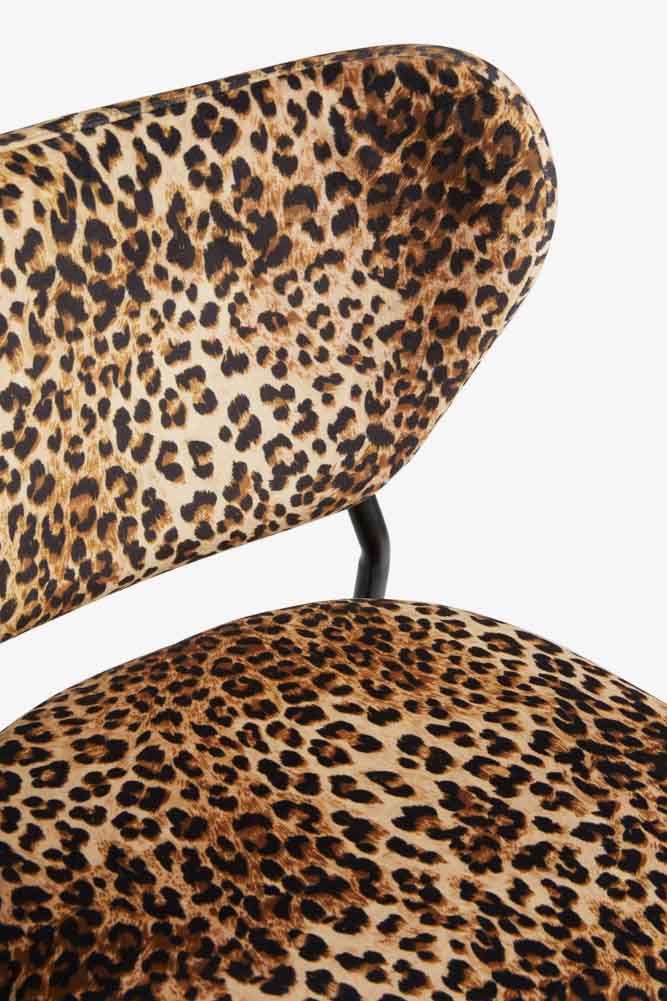 Lot de 2 tabourets de bar en velours imprimé léopard