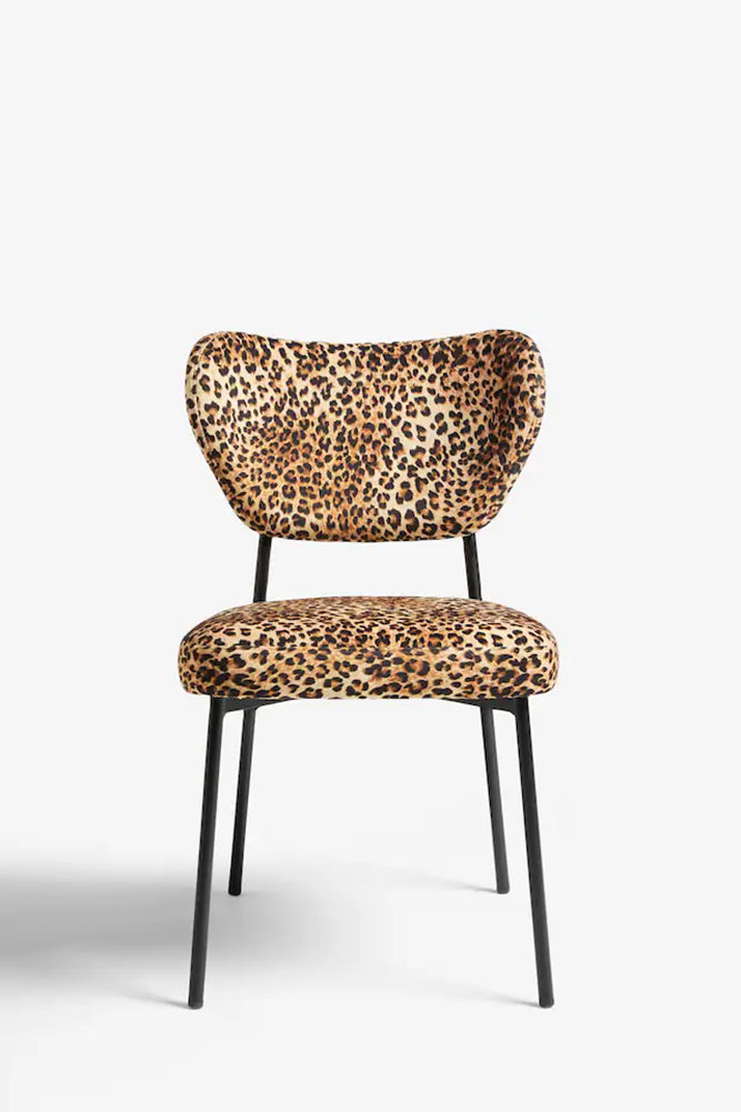 Set Of 2 Dining Chairs In Leopard Print Velvet