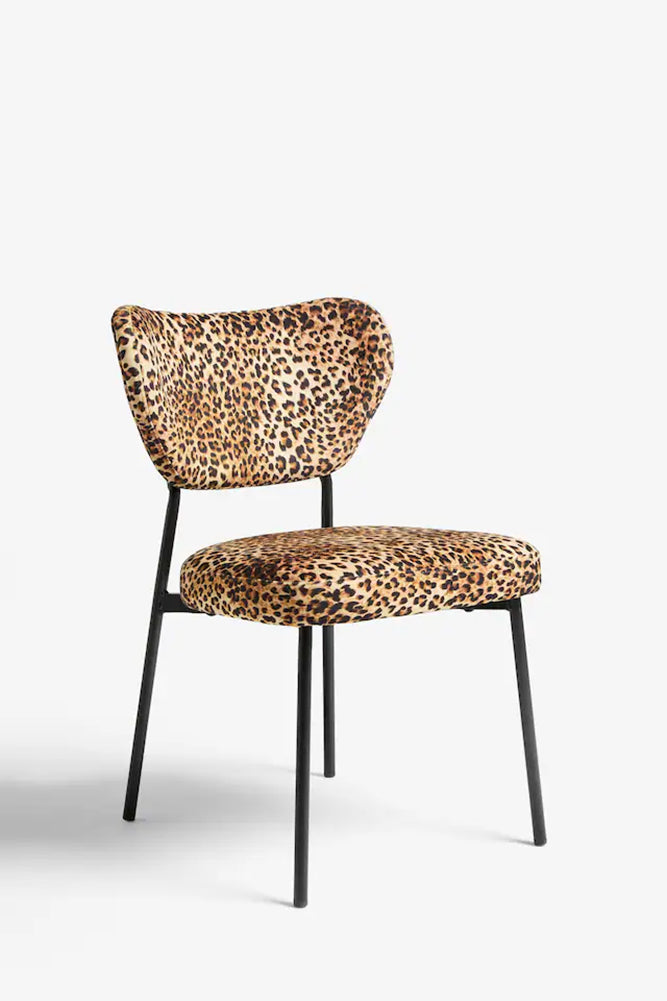 Set Of 2 Dining Chairs In Leopard Print Velvet