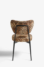 Set Of 2 Dining Chairs In Leopard Print Velvet