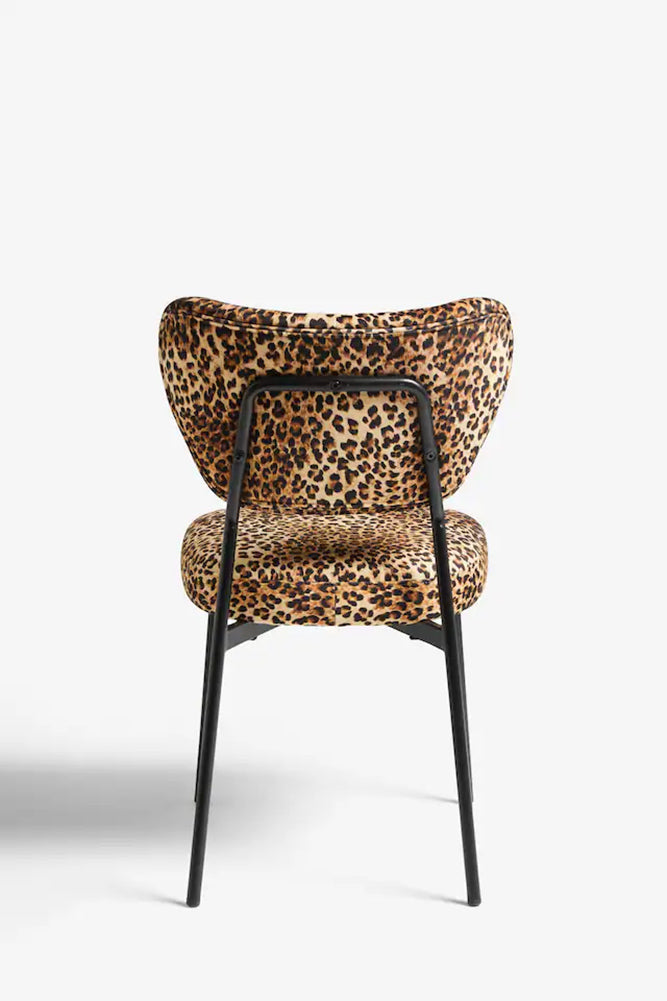 Set Of 2 Dining Chairs In Leopard Print Velvet