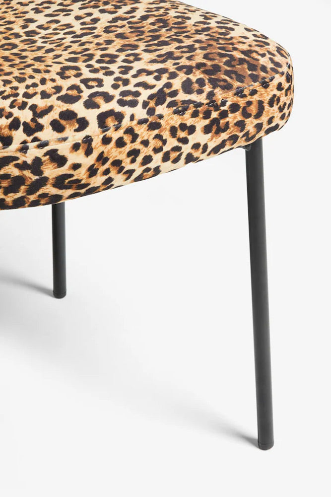 Set Of 2 Dining Chairs In Leopard Print Velvet